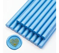 Sello de Cera, Ioggtser 16 Barritas de Cera para Pistola de Pegamento, Sticks de Cera para Invitaciones de Boda, Tarjetas, Sobres(Sky Blue)