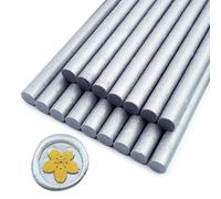 Sello de Cera, Ioggtser 16 Barritas de Cera para Pistola de Pegamento, Sticks de Cera para Invitaciones de Boda, Tarjetas, Sobres(Silver)
