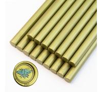 Sello de Cera, Ioggtser 16 Barritas de Cera para Pistola de Pegamento, Sticks de Cera para Invitaciones de Boda, Tarjetas, Sobres(Greenish Gold)