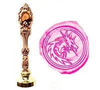 Sello de cera MNYR vintage con filigrana heráldica, dragón de fuego, sello de cera de bronce de lujo, decoración de pavo real, invitaciones de boda, tarjetas de regalo de papel estatal, sello de