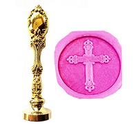Sello de cera MNYR Vintage Jesús Cruz Iglesia Sello de Cera de lujo de bronce de pavo real decorativo invitaciones de boda tarjetas de regalo de papel estatario sello de cera monograma personalizado