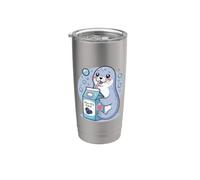Sello De Dibujos Animados Beber Leche De Arándanos Vaso térmico de acero inoxidable de doble pared