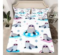 Sello de dibujos animados placa empotrada tamaño L lindo Sealife sellos ropa de cama 2pcs para dormitorio azul copo de nieve rosa corazones ropa de cama conjunto para adultos