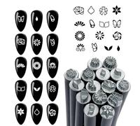 Sello De Esmalte De Uñas - Herramientas De Estampador De Uñas De 15 Piezas - Herramientas De Diseño Diferentes Patrones Doodles Kit Equipo De Manicura Profesional Para Mujeres, Niñas, Principiante