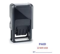 Sello de fecha de pago, sello doble autoentintable, rojo/azul, 39 x 23 mm