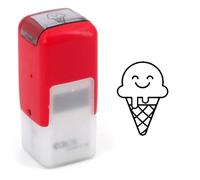 Sello de fidelidad con cono de hielo | Sello de tinta | 11 mm | Tarjeta de fidelidad | Ice cream smiley stamp