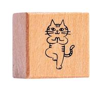ＡＷＨＡＯ Sello de Gato, Animal Lindo, Cuadrado, 3.0 Cm, Sello de Madera para Niños, para Bricolaje, Manualidades, Planificación, de Tarjetas, Estampad, Yoga