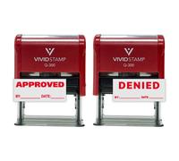 Sello de goma autoentintable con fecha de aprobaci n/rechazo (2 unidades, tinta roja, grande)