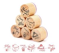 Sello de gracias, juego de 6 sellos de madera para scrapbooking tarjetas de felicitación creativas manuales sellos de agradecimiento para bala diario, decoraciones personalizadas herramientas