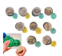 Sello de huellas de animales, material fiable, artesanía creativa de madera hecha a mano con amplia gama de usos, sello de masa de juego para manualidades, Navidad, Acción de Gracias y más ocasiones
