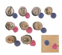Sello de huellas de animales, material fiable, artesanía creativa de madera hecha a mano con amplia gama de usos, sello de masa de juego para manualidades, Navidad, Acción de Gracias y más ocasiones
