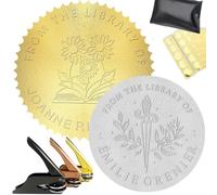 Sello de Libro en Relieve Personalizado, Sello de libro en Relieve con Nombre y Logo, Embosador de Libros Personalizado para Ex Libris y Sobres, Sello Personalizado Regalo para Lectores,Coleccionista