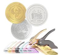 Sello De Libros En Relieve Personalizado, Libro Embosser con Nombre y Logo, Sello de Libro en Relieve para Libros, Tarjetas, Bibliotecas, Sobres, Invitaciones de Boda