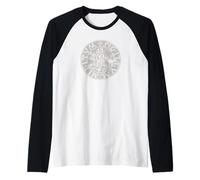 Sello de los Caballeros Templarios Gris Estampado Desgastado Camiseta Manga Raglan