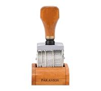 Sello de madera, sellos de rodillo transparentes y coherentes, fecha ajustable, sello de cuenta de mano retro, rueda de sello de madera para oficina, profesor, arte, álbumes de recortes (color de