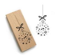 Sello de Navidad - Diseño: bola de árbol de Navidad 3 - 90 x 48 mm - PR0016 - Sello de madera y goma para hacer tarjetas con diseño de bolas de Navidad