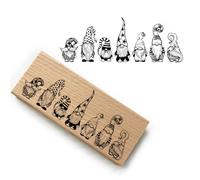 Sello de Navidad, Sellos Navideños - Diseño: Duendes Grupo 7 - Tamaño del motivo 113 x 42 mm - PR026 - Sello de madera y goma para hacer tarjetas
