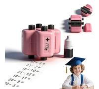 Sello de Rodillo Matemático 4 en 1 | Versión Mejorada 2026 para Niños | Tinta de Repuesto Incluida | Herramienta de Práctica de Suma, Resta y Multiplicación (Ejercicios de Completar Espacios) (Pink)
