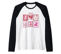 Sello de San Valentín Collage Corazones Lazos Lindo Amor Estético Camiseta Manga Raglan