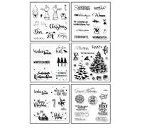 Sello de silicona de Navidad alemán, 6 hojas de sello transparente, sello de feliz Navidad, sello de silicona para invierno, juego de sellos transparentes para manualidades, diario de balas, álbum de