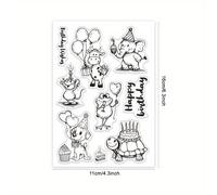 Sello de transparente con diseño de animales de dibujos animados, con un ratón, perro, rana, elefante, vaca y , utilizado para álbumes de recortes, de tarjetas, álbumes, diarios y materiales