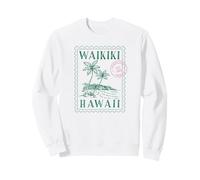Sello de Viaje Retro Waikiki Hawaii Honolulú Beach Palm Sudadera