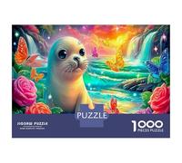 Sello en el paraíso 1000 Piezas Animales Rompecabezas Obra De Arte Impossible Puzzle Juguetes Rompecabezas De Juego para Adultos Y Niños Regalos 38x26cm/1000pcs