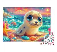Sello en Flores Extra Thick Cardboard Arte de la Playa de Coral Jigsaw Puzzle Adults Age 12 Up Brain Training Travel Activity Ideal Gift for Teen Puzzle Lovers 12 18 52x38cm/1000pcs