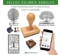 SELLO EXLIBRIS PERSONALIZADO para Libros - Ex libris ARBOLES con Nombre | Este libro pertenece a | Sello para Marcar Libros y Biblioteca | Marca Libros para Lectores y Profesores | STAMPA