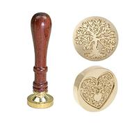 Sello Lacre, 2 Pcs Sellos de Cera para Cera Lacre Personalizado con Mango de Madera, Sello del Sobres de Invitación Boda Personalizados & Sobre Regalo, Árbol de Vida/Corazón