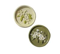 Sello Lacre Cabezal de sello de Metal sellado con cera de flor de té, decoración de regalo, pegatina de sellado, decoración de Tarjeta De Invitación De Boda Diy, 3 uds.(Camellia Sinensis)