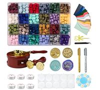 Sello Lacre Kit 600 Piezas Perlas de Cera 24 Colores, Sellos de Lacre para Sobres Cartas Postales Boda Invitaciones de Boda Carta Amor B-1