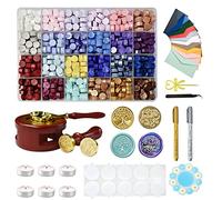 Sello Lacre Kit 600 Piezas Perlas de Cera 24 Colores, Sellos de Lacre para Sobres Cartas Postales Boda Invitaciones de Boda Carta Amor A-1