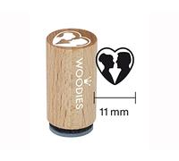 Sello mini de madera y caucho novios dentro de un corazón diam. 15x25mm.