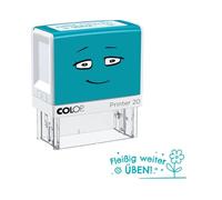 Sello motivacional NIO School «Sigue PRACTICANDO con ahínco», tinta de impresión fresh mint, 38 x 14 mm