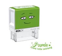 Sello motivacional NIO School «SUPER - Gran logro», color de impresión verde suave, 38 x 14 mm