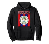 Sello Nacional de Belice Rojo y Azul Bandera Vertical Rayas Sudadera con Capucha