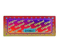 Sello original con holograma 3D, número de serie - 46 x 20 mm, plateado brillante - Sello de seguridad, sello de calidad, sello de garantía, etiquetas de seguridad, pegatinas antifake, color plata