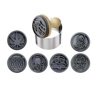 Sello para galletas Westmark Colonia - Galletas con 7 motivos de Colonia, cabezales de silicona, un sello de madera y un cortador de galletas de acero inoxidable - Ø 6,5