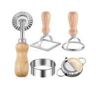 Sello para Raviolis 5 Piezas Molde Acero Inoxidable con Rueda Rodante | Set Cortador de Raviolis Para Amantes de la Pasta Cocineros en Casa Madres Cocina y Restaurante Fiestas y Celebraciones
