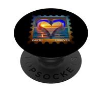 Sello Postal Earth Forever con diseño de océano y Puesta de Sol y corazón PopSockets PopGrip Adhesivo