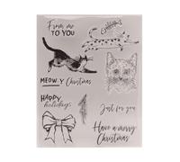 Sello transparente de gato de Navidad vintage de silicona, sellos para álbumes de recortes, tarjetas, decoración en relieve, sello de goma