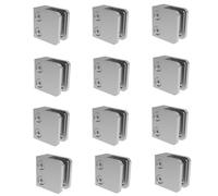 Sellon24® 12 soportes de cristal de acero inoxidable para escaleras, barandilla V2A, rectangular, 45 x 45 x 28 mm, incluye inserto de goma, mod 21.000 (plano/grosor del cristal: 10 mm)