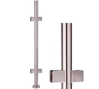 Sellon24 Postes de cristal de acero inoxidable AISI 304, redondos, 42,4 mm de diámetro, pulidos, satinados, soldados, para barandillas de cristal con abrazaderas de cristal, 45 x 45 mm, altura 100/110