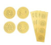Sellos adhesivos para embalajes, Paquete de 160 pegatinas lámina dorada en relieve, 4 estilos, redondas 5 cm for sobres, premios y manualidades(Aech06-05370)