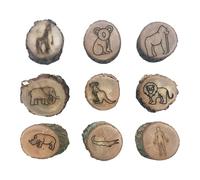 Sellos de huella, sellos artesanales, diseño creativo impresión clara tinta fácil agarre compatible divertido aprendizaje animal temático tamaño compacto paquete portátil, sello de madera para niños