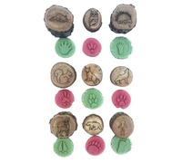 Sellos De Huellas De Animales - Sellos De Huellas De Animales Para Niños,Kits De Manualidades De Madera Juguetes Educativos, Suministros Para Álbumes Actividades De Aprendizaje Preescolar