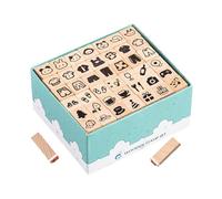 Sellos de madera cautivadores - 116 g de formas y criaturas, juego de actividades para manualidades, bloques de impresión artística, interactivo para herramientas de creatividad, aprendizaje temprano