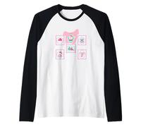 Sellos de Navidad Pastel Lindo Rosa Arte Festivo Suave Acogedor Camiseta Manga Raglan