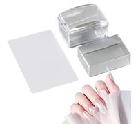 Sellos de uñas | Herramientas de manicura transparentes | Gelatina rectangular sin extravío | para el hogar, salón, fiesta, vacaciones, práctica, sesión de fotos, cita diaria, cumpleaños, artistas